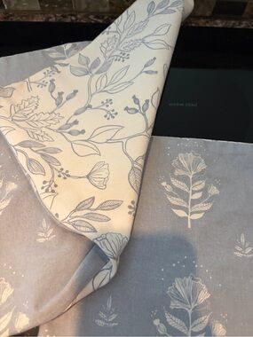 Reversible pillow covers  - Blue & Cream
